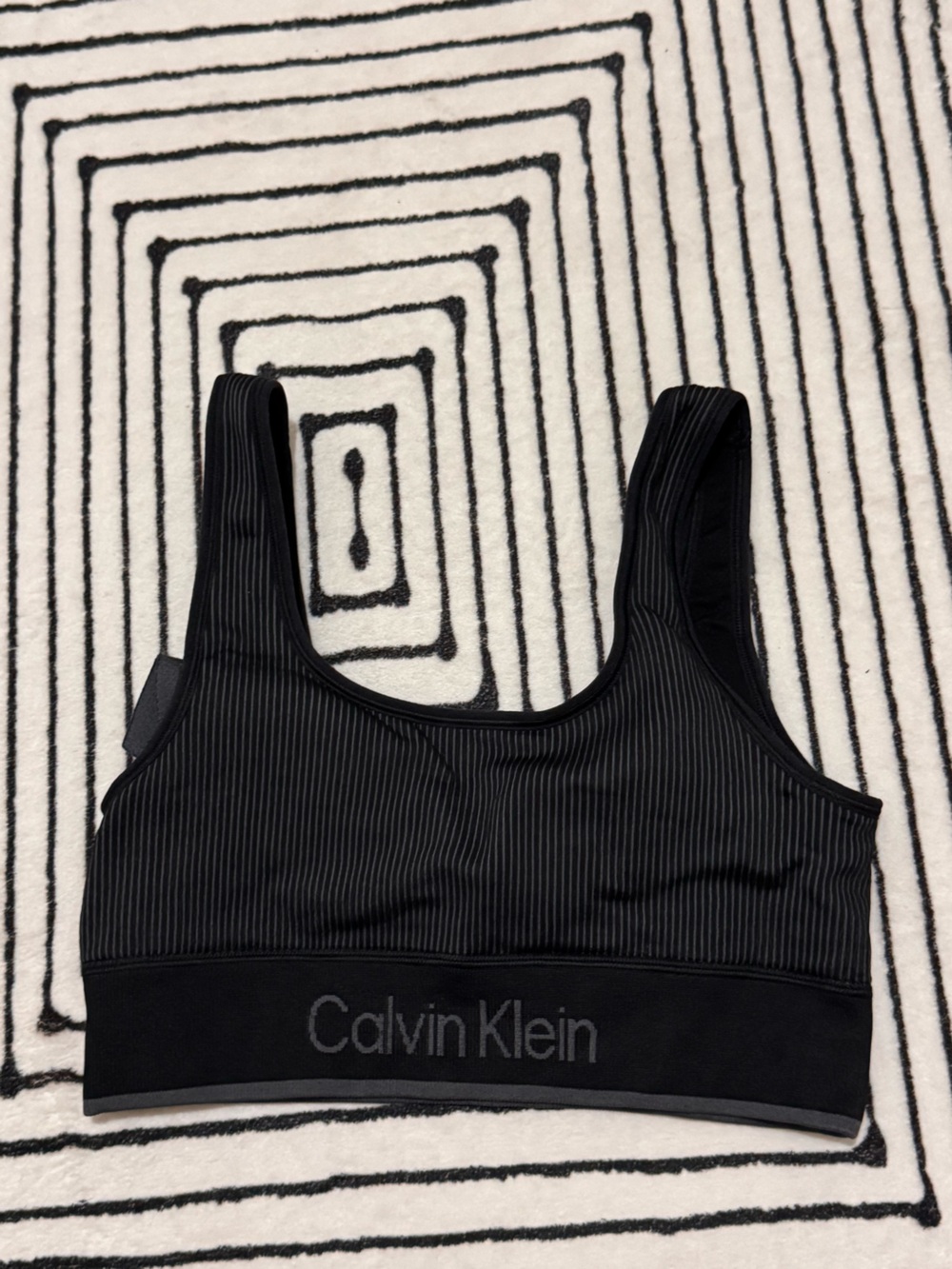 Calvin Klein Black Ribbed Logo Sports Bralette